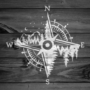 Mountain Compass Decal Outdoor Decal Car Decal Adventure Decal Compass Sticker Mountain Compass Laptop Decal Tree Decal 277 image 7