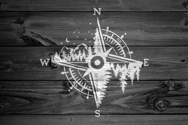 Mountain Compass Decal Outdoor Decal Car Decal Adventure Decal Compass Sticker Mountain Compass Laptop Decal Tree Decal 277 image 7