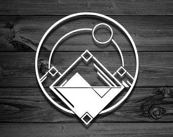 Mountain Circle Decal, Car Decal, Mountain Decal, Nature Decal, Window Decal, Adventure Decal, Laptop Decal, Outdoor Decal, Sun Decal | 133