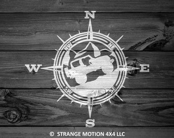 Wrangler Compass Decal, Mountain Decal, TJ Decal, Car Decal, Outdoor Decal, Wrangler Decal, Offroad Decal, Laptop Decal, Compass | 106