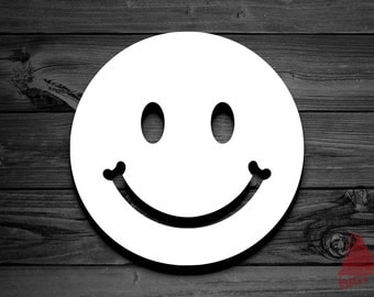 Solid Smiley Face Decal, Car Decal, Smiley Face Sticker, Happy Face Decal, Smile Decals, Emoji Decal, Laptop Decal, Simplistic Decal | 154