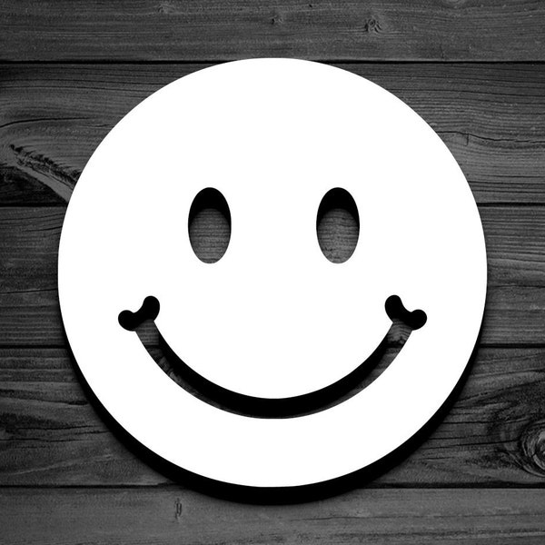 Solid Smiley Face Decal, Car Decal, Smiley Face Sticker, Happy Face Decal, Smile Decals, Emoji Decal, Laptop Decal, Simplistic Decal | 154