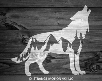 Mountain Wolf Vinyl Decal, Car Laptop Tumbler Sticker | 57