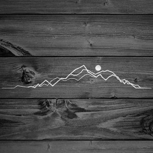 Line Art Mountain Range Decal, Mountain Decal, Mountain Sticker, Nature Decal, Adventure Decal, Laptop Decal, Large Car Decal, Banner 273 image 2