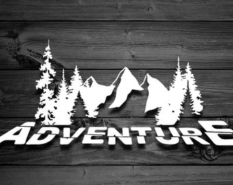 Mountain Decal, Car Decal, Adventure Decal, Outdoor Decal, Hiking Sticker, Laptop Decal, Mountains and trees, Forest Decal, Colorado | 156