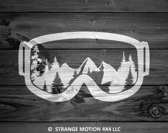 Mountain Goggles Decal, Mountain Decal, Mountain Sticker, Snowboard Decal, Skiing Sticker, Laptop Decal, Car Decal, Snowboarding, Skier | 65