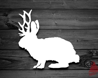 Jackalope Vinyl Decal, Car Decals, Bunny, Rabbit Decal, Adventure Decal, Decals For Cups, Accessories For Car, Colorado, Animal Designs | 86