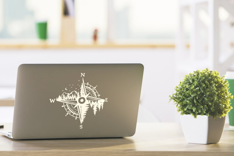 Mountain Compass Decal Outdoor Decal Car Decal Adventure Decal Compass Sticker Mountain Compass Laptop Decal Tree Decal 277 image 6