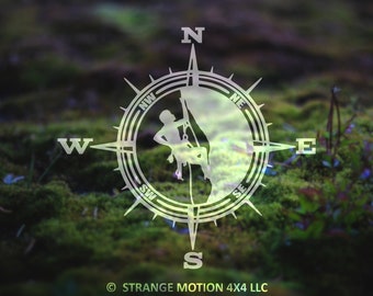 Rock Climber Vinyl Decal, Car Decal, Mountain Decal, Climbing Decal, Climber Decal, Compass Rose, Climber Decal, Decals For Cups, Climb | 61