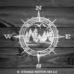 Lake Compass Decal, Mountain Decal, Car Decal, Pacific Northwest Decal, Outdoor Decal, Lake Accessories, Laptop Decal, Car Sticker, PNW 18 image 2