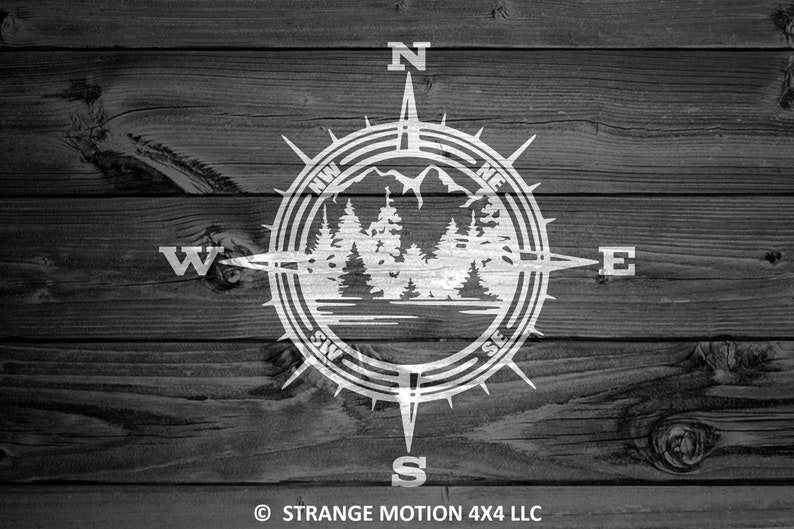 Lake Compass Decal, Mountain Decal, Car Decal, Pacific Northwest Decal, Outdoor Decal, Lake Accessories, Laptop Decal, Car Sticker, PNW 18 image 2