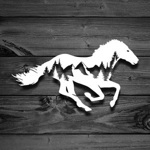 Horse Decal, Car Decals, Mountain Decal, Laptop Decal, Adventure Decal, Outdoor Decal, Equestrian Decal, Horseback Decal, Animal Decal | 125