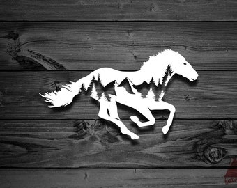 Horse Decal, Car Decals, Mountain Decal, Laptop Decal, Adventure Decal, Outdoor Decal, Equestrian Decal, Horseback Decal, Animal Decal | 125