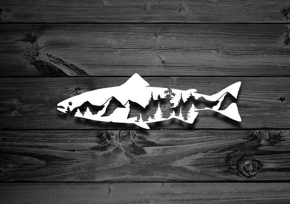 Mountain Salmon Vinyl Decal Car Decal 