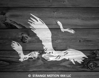 Flying Birds Decal, Car Decal, Bird Decal, Outdoor, Adventure Decal, Bird Sticker, Laptop Decal, Mountain Decal, Window Decal, Ravens | 93