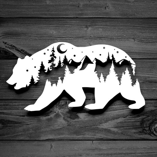 Bear Decal Car Decals Mountain Stickers Laptop Decal Etsy