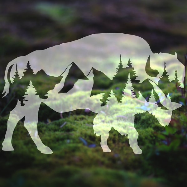 Buffalo Decal, Car Decal, Mountain Decal, Laptop Decal, Custom Decal, Bison Decal, Car Window Decal, National Park Decal, Mountains | 128