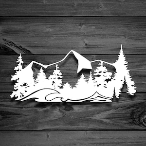 Mountains and Waves Decal, Car Decal, PNW Decal, Mountain Sticker, Oregon Decal, Washington Decal, Laptop Decal, Outdoor Decal, Coast | 140