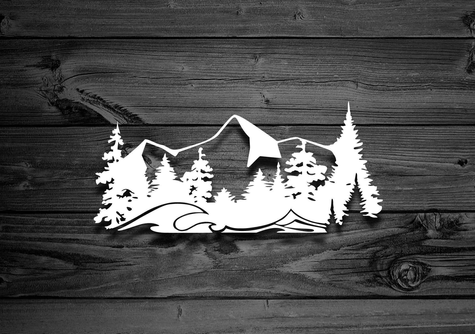 Mountains and Waves Decal, Car Decal, PNW Decal, Mountain Sticker, Oregon Decal, Washington Decal, Laptop Decal, Outdoor Decal, Coast | 140