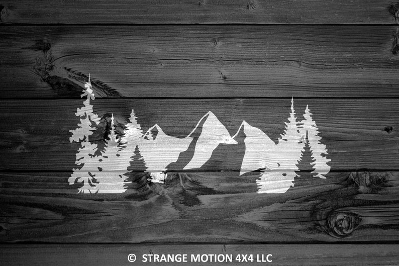 Mountains and Trees Vinyl Decal, Mountain Decal, Mountain Sticker, Nature Decal, Adventure Decal Laptop Decal, Car Decal, Outdoor Decal | 34 