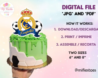 Printable Topper Cake Real Madrid, Real Madrid FC, Toppercake Real Madrid, Real Madrid Party, Happy Birthday Real Madrid, pastel Real Madrid