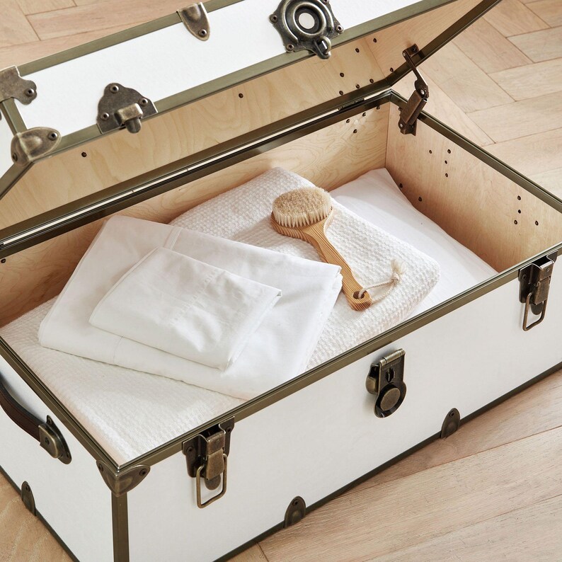 Small Rhino Home Storage, Camp and College Dorm Trunk with Antique Brass Trim bild 10
