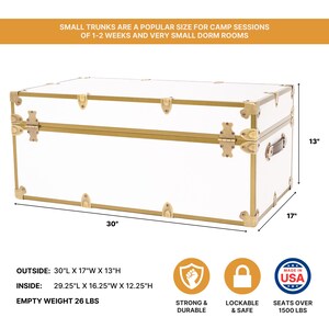 Small Rhino Home Storage, Camp and College Dorm Trunk with Antique Brass Trim bild 4
