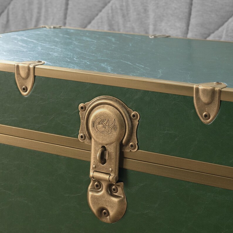 Small Rhino Home Storage, Camp and College Dorm Trunk with Antique Brass Trim bild 16