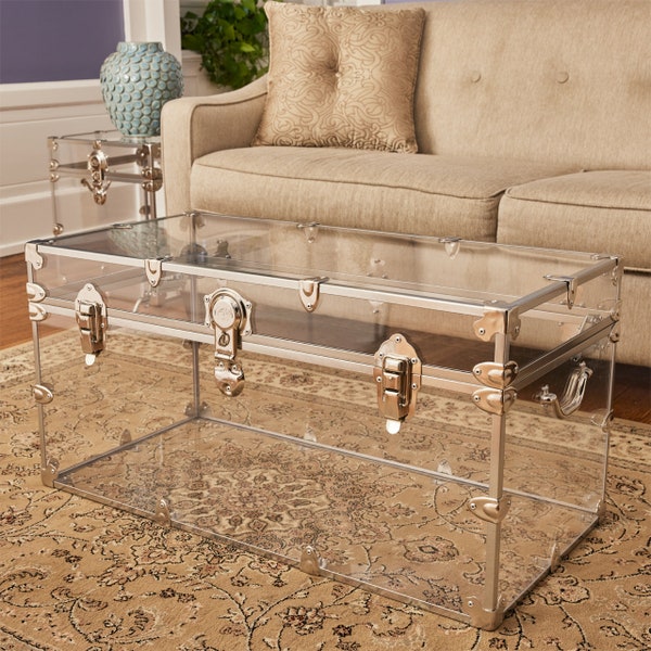 Acrylic Trunk with Nickel Trim - 4 Sizes Available - Modern Elegance and Storage Solution