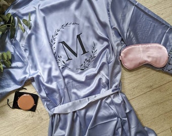 Personalised Bridesmaid Bridal Party Monogram Robe, Gown, Satin, Silk, Floral, Lace, Wedding, Pjs, Gift, Proposal, Custom, Pyjamas