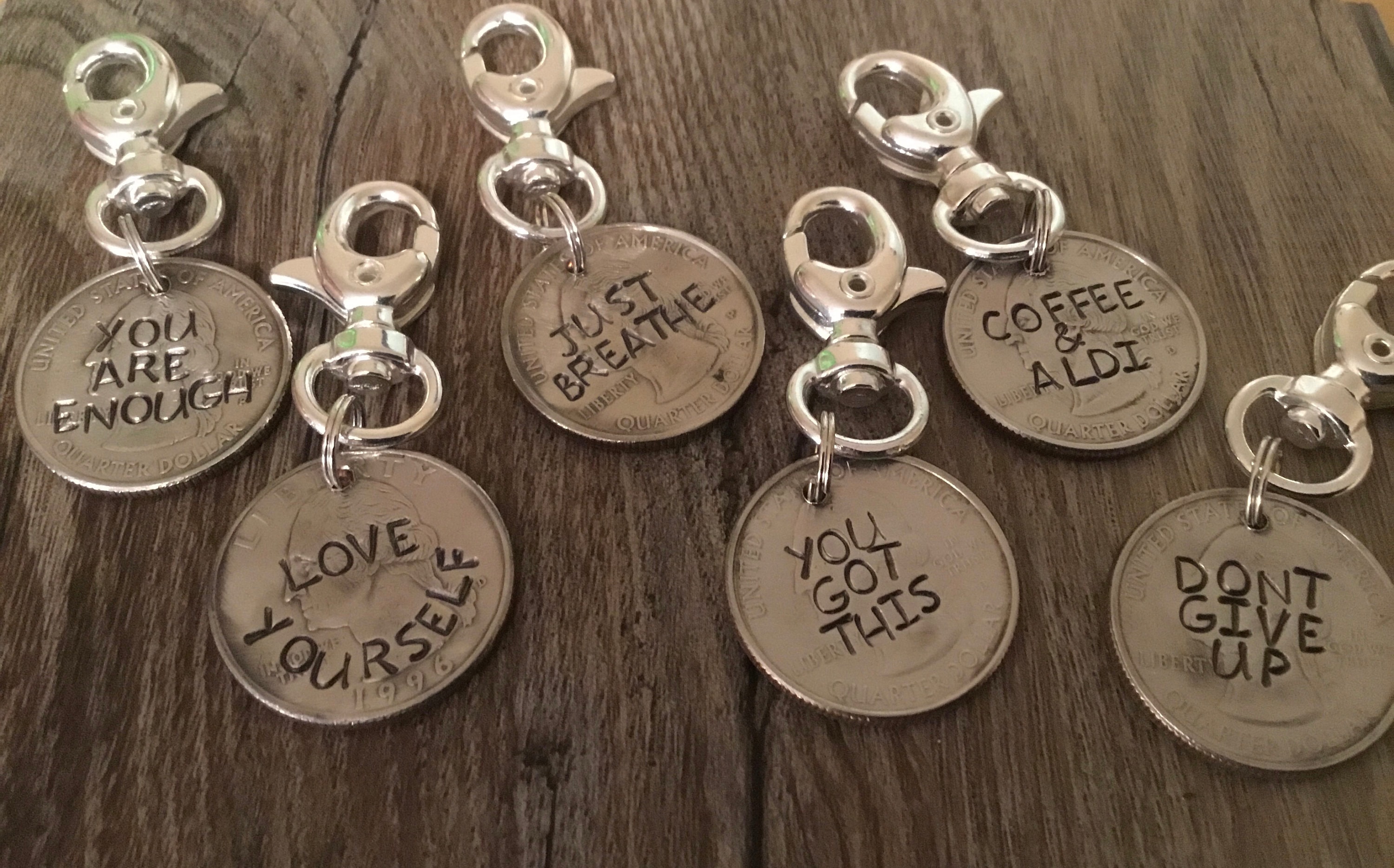 Aldi Quarter Keyring Stamped Quarter Quarter Keychain Aldis Etsy UK