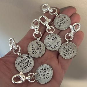 Stamped Quarter Keychain, Aldi Cart Coin, Gift under 10, Gift for Dad or Mom