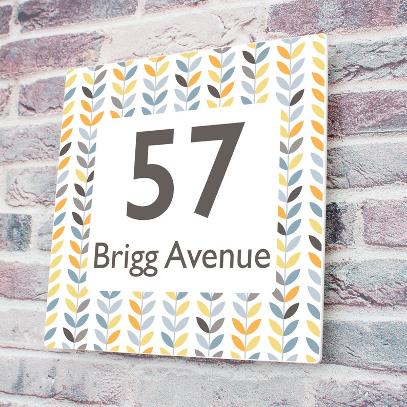 Modern Scandi Leaf Acrylic House Number Sign 20x20cm Etsy UK