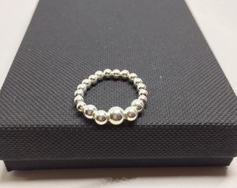 Sterling silver bead Ring, Graduated Stretch Ring, stacking ring,  classic bespoke ring, valentines gift, dainty ring, Valentine gift