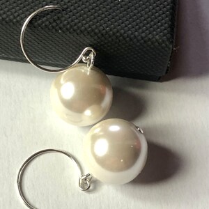 Large pearl earrings with Sterling silver wires, 12mm earrings, gift for her, Christmas stocking filler, costume jewellery, circle ear wires
