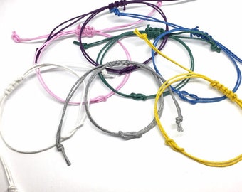 Wax cord  bracelets with infinity knot and handwoven slider catch to rear, simple macrame bracelet, Surfer bracelet, friendship bracelet