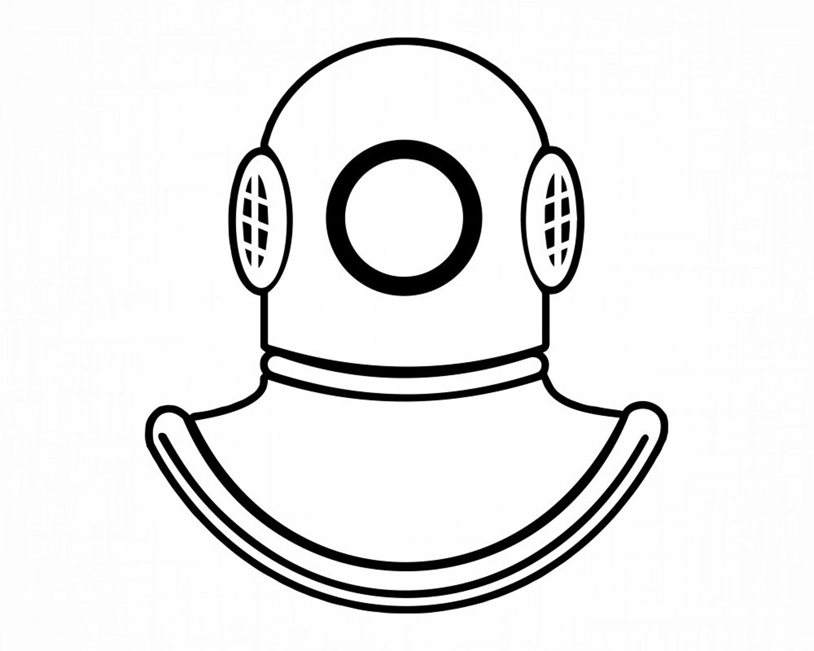 Diving Helmet Outline 2 Svg Scuba Diving Svg Diving Helmet | Etsy