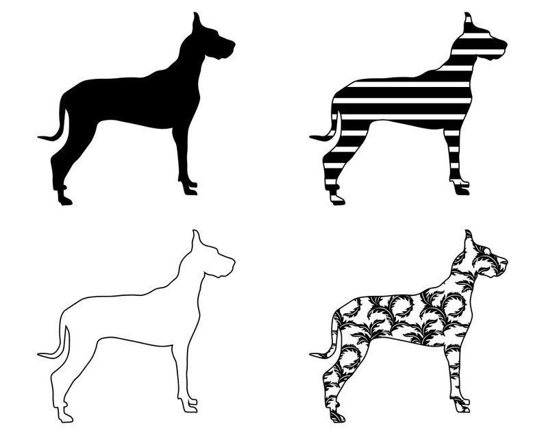 Great Dane SVG Bundle PNG Dog Design Pet Canine Logo Mascot Clipart Vector Cut Files Cricut Eps Dxf