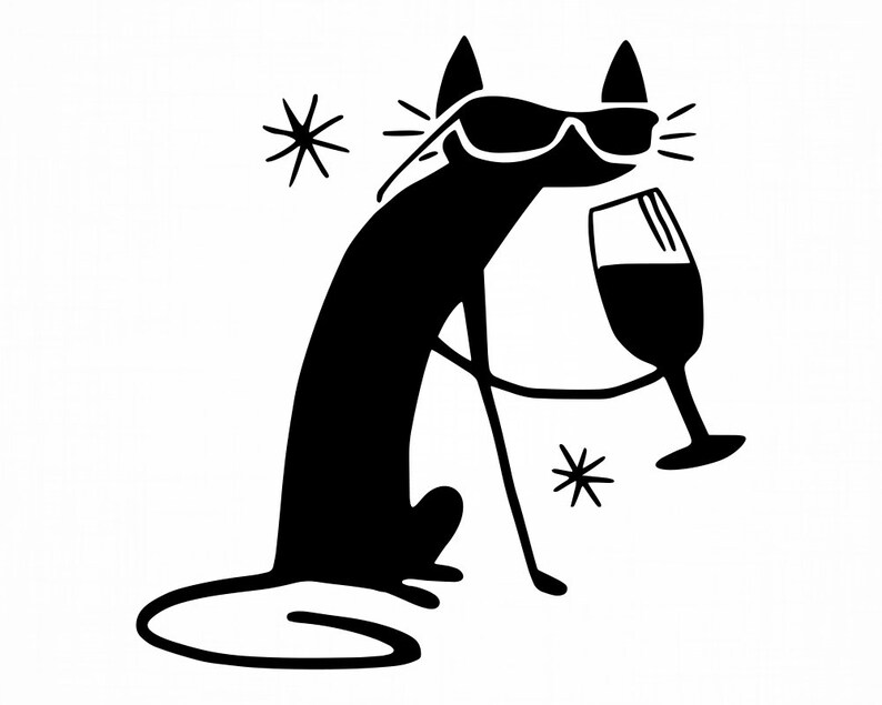 Eps Files For Cricut Png Wine Tasting Cat Clipart Alcohol Svg Dxf Wine Tasting Cat Cut Files Pdf Wine Tasting Cat Svg