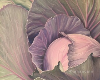 Purple Cabbage- Giclee art print on archival paper of my original pastel painting