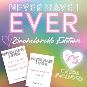 Juego de beber Bachelorette - Yo nunca he sucio/divertido DESCARGA DIGITAL