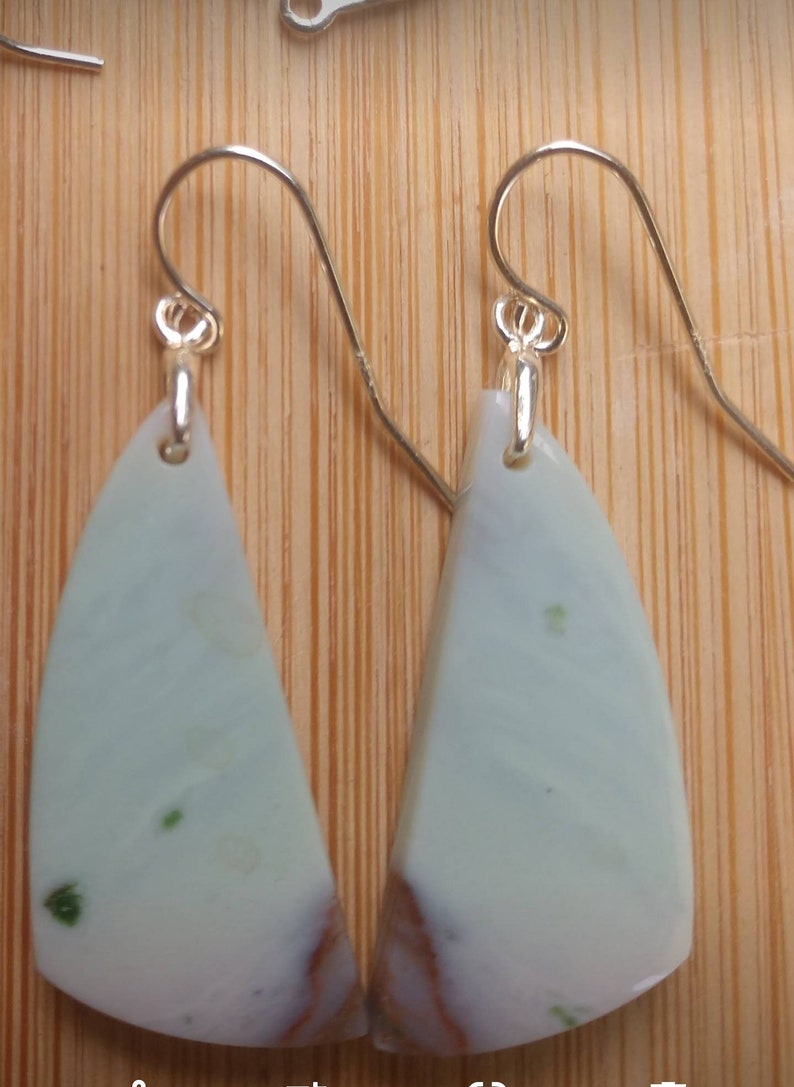 Opalized Wood Dangle Drop Earrings