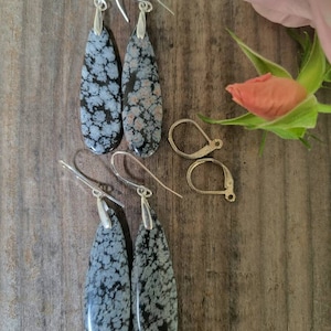 Snowflake Obsidian Dangle Earrings