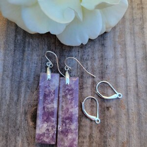 Purple Lepidolite dangle drop earrings