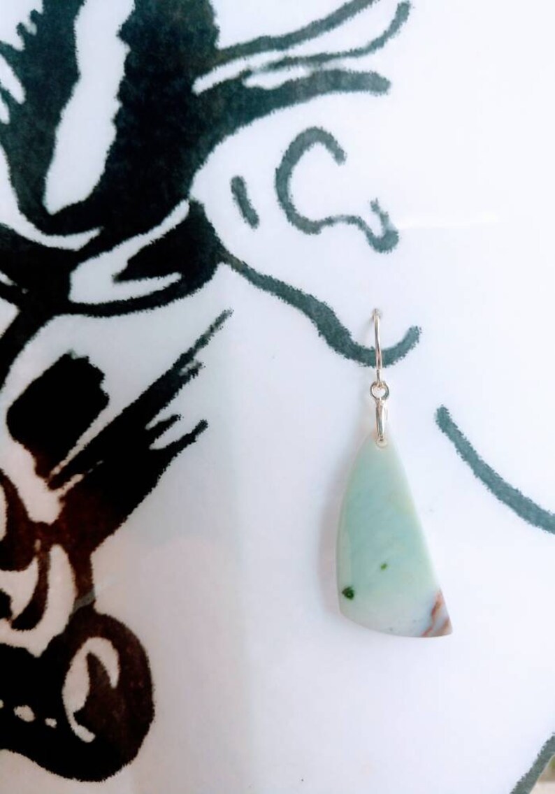 Opalized Wood Dangle Drop Earrings