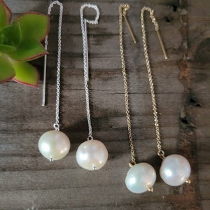 Creamy White Pearl Threader Earrings