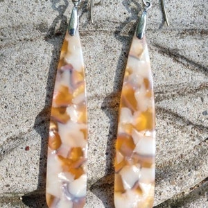 Lovely  funky Acrylic dangle drop orange and Amber colored earrings