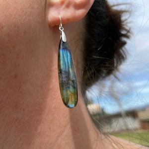 Opalescent Labradorite dangle drop earrings