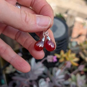 garnet dangle drop earrings