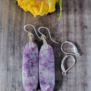 Lepidolite dangle drop earrings